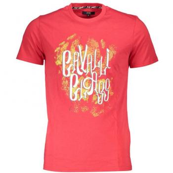 Cavalli Class Red Cotton T-Shirt - M, T-Shirts, male, Red, Size: M Printed Logo Tee Short Sleeve Round Neck