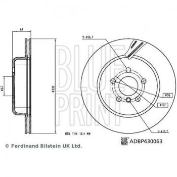 Disco de freno BLUE PRINT ADBP430063, ventilado, 1 pieza