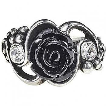 Alchemy Gothic Bacchanal Rose Ring Mujer Anillo Plateado XS, Peltre,