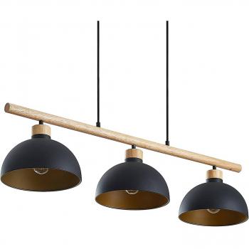Lámpara colgante Lindby Tirzana, 3 luces, color negro, estilo vintage, fabricada en metal, con portalámparas E27, adecuada para salón y comedor