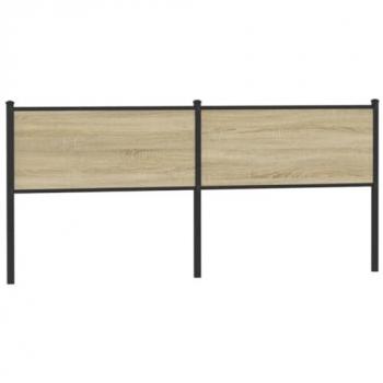 Cabecero de cama de madera de ingeniería y acero roble Sonoma 200 cm marrón