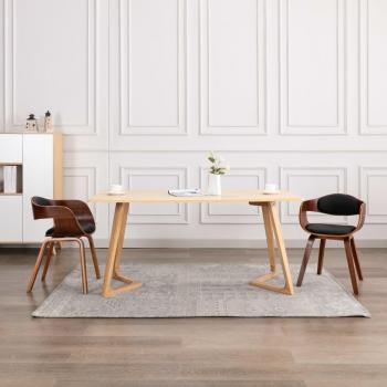 Sillas de comedor 2 piezas de madera curvada y cuero sintético negro