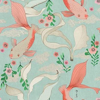 Amazing Non-Woven Wallpaper with Koi Carp in Light Blue - 0.53 x 10.05 m (539837)