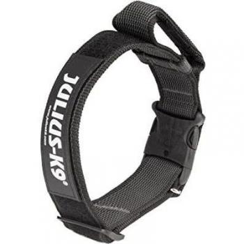 Julius-K9 Collar Color & Gray con la manija, la cerradura de seguridad y el remiendo intercambiables, 40 mm 38/53 cm, Negro/Gris