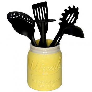 El Tarro de Boca Amplia deComfify - Utensilios de Cocina Decorativos, cerámica Resistente a los Golpes, Apto para lavavajillas Amarilla, Tamaño Grande 7High