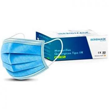 IBEROMASK Mascarilla Quirúrgica Tipo IIR- Made in Spain. Caja 50 Unidades. Homologadas. BFE ? 98%