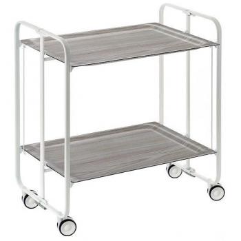 Carrito Auxiliar Bauhaus con Ruedas y 2 Estantes, Color Blanco