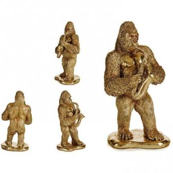 Figura Decorativa Gorila Saxofón Dorado 18,5 x 38,8 x 22 cm