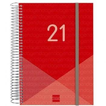 Finocam - Agenda 2021 1 Día página Espiral Year Rojo Español, Sobremesa - E10-155x212 mm