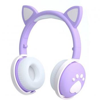 Auriculares Inalámbricos Gamer Rosa con Orejas de Gato, Bluetooth 5.0, Micrófono y Conexión de 3.5mm para PS4 y PC
