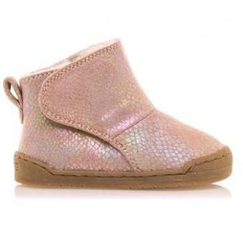 Botines de Bebé Mustang Rosa Metalizada con Cierre Adherente y Piso Suave