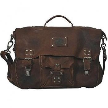 Vilenca Holland 40706 marrón unisex maletín negocio bolsa - bolso bandolera de piel Para Ordenador Portátil Bolsa Oficina Bolsa Vintage Look Hombro Bolsa Hecha de piel de búfalo - 41 cm x 32 cm x 11 cm