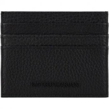 Emporio Armani Black Card Holder With Logo - Wallet, Male, Color: Black, Size: ONE SIZE