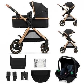Cochecito 3 en 1 Kinderkraft Esme: Sistema de viaje para bebé con silla de auto Mink PRO I-Size, plegable, negro, desde recién nacido hasta 4 años