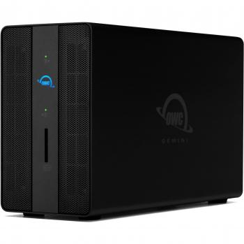 OWC Gemini Thunderbolt Dock y caja de almacenamiento externo RAID de doble bahía, 2 unidades SATA o U.2 (3.5 pulgadas o 2.5 pulgadas), 2 puertos Thunderbolt (USB-C), 2 pu