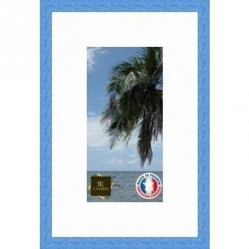 Marco de fotos de pared 14 x 14 x 27 x 27, marco plateado moderno, 2,3 cm de longitud, de madera, madera, Bleu Ciel-4, Passe-Partout Super Blanc