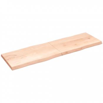 Encimera de madera maciza de roble sin tratar con bordes naturales, dimensiones 200x60x(2-6) cm