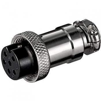 Conector GX16 Hembra de 6 pin Gris para Montaje en Cable de Audio y Micrófono