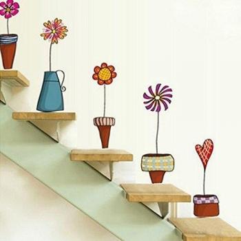 Vktech- Pegatinas pared decorativas infantil Con el Estilo del Mural Maceta Flor y Mariposa para decoración la sala , Sala de Juegos