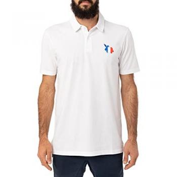 Pull-in Flame White Polo Shirt, Medium