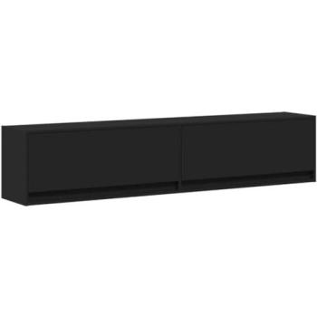 Mueble TV Multimedia con LED, Estante para Televisión de Pared, Buffet para Comedor y Salón, 180 x 31 x 38 cm, Negro