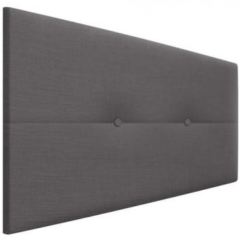Cabecero Tapizado de Lino Natural con Botones y Patas de Madera - 95x105cm (Camas 90) - Gris Oscuro - Estilo Moderno