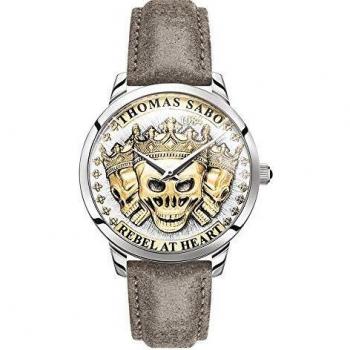 Mens THOMAS SABO Rebel Spirit Gold 3D Skulls Watch, Multicolor, Size: ONE SIZE