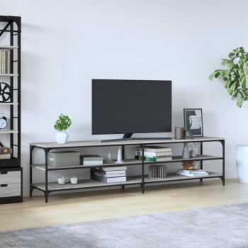 Mueble de TV metal y madera contrachapada gris Sonoma 200x30x50 cm