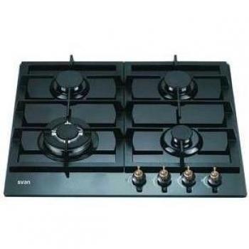 Encimera de Gas Butano Svan SVEC4RN1 con 4 Fuegos, Potencia Total 8.06 kW, Color Negro, Dimensiones 10x58.4x51 cm