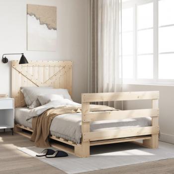 Marco redondo con cabecero 100x200 cm Madera maciza de pino Vidaxl Marrón