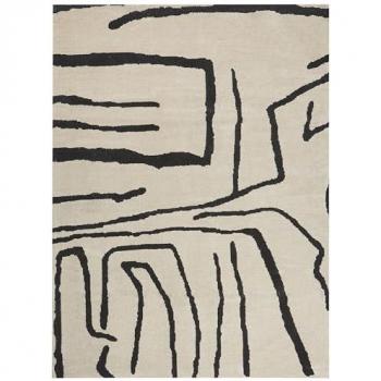 Alfombra moderna de sala de estar 300 x 400 cm beige y negro con diseño abstracto geométrico Kolpur