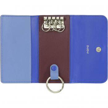 Dudu - Llavero pequeño de piel con 5 ganchos, funda de cuero coloreada con diseño minimalista y botón