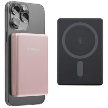 Batería Externa Magnética Intenso MW10000 - 10000 mAh, Carga Inalámbrica 15W, USB-C PD 20W, Compatible con MagSafe, Color Rosado