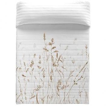 Colcha Bouti Estampada Naturals 180x260 cm - Microfibra Suave, Relleno Poliéster, Incluye Funda de Cojín 50x50 cm - Modelos Florales para Cama