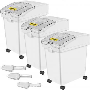 Vevor 3-Piece 5.5-Gallon Food Storage Container Set with Wheels for Flour and Ingredients