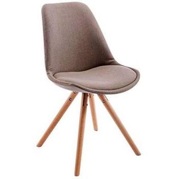 Silla de Comedor Toulouse en Tela con Respaldo Redondo y Base de Madera Natural Color Gris Pardo