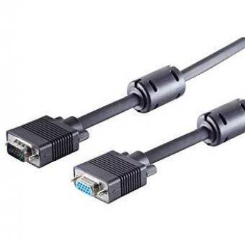 Cable VGA de extensión 5 m, negro, con conectores D-Sub y 75 Ohm