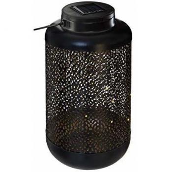 Lámpara Solar de Exterior Atmosphera en Metal Negro H25,5 cm con 13 LEDs Blanco Cálido