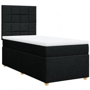 Cama box spring con colchón negro 90x190 cm en tela