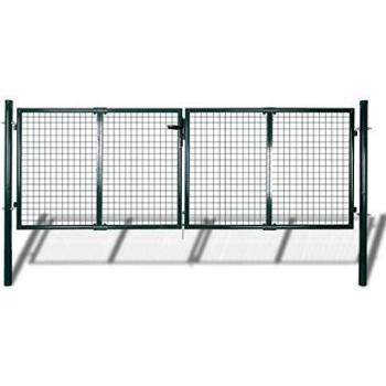 vidaXL Puerta Valla Jardín289x125 cm/306x150 cm Acero Verde Cancela Exterior