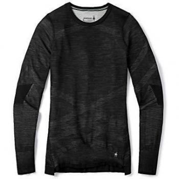 Smartwool Intraknit Merino 200 Long Sleeve Base Layer Crew for Women - Black/White, Medium