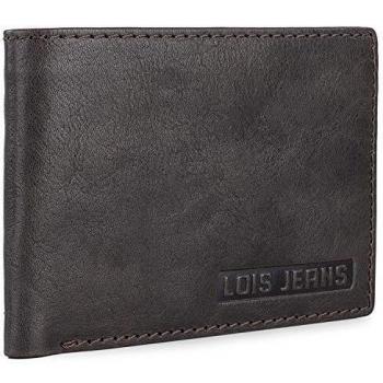 Lois - Cartera de Hombre. Billetero Tarjetero de Cuero Piel Genuina. Porta Monedas. Tarjetas Documentos Billetes dni carnet. Protección RFID 201413, Color Marrón Oscuro