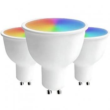 Pack 3 Bombillas LED Spotlight Smart WiFi GU10 5W RGBWW Regulables APP 25000H 380lm Premium