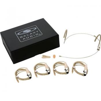 Galaxy Audio HSM8 Dual Ear Omni Headset Microphone with 4 Shure Cables, Beige