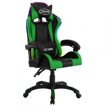 Silla giratoria para ordenador con LED RGB y polipiel multicolor - Ideal para oficina, estudio y videojuegos