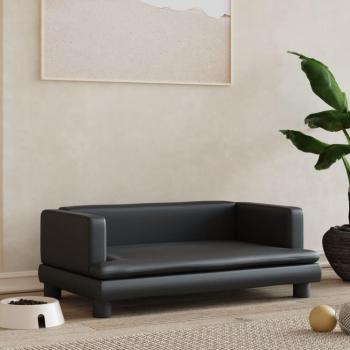 Cama para perros de cuero sintético negra 80x45x30 cm Vidaxl Negra