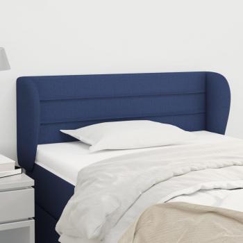 Cabecero Tapizado de Tela Azul con Orejas 83 x 23 x 78/88 cm