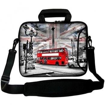 LUXBURG® 17 Pulgadas Bolso de hombro con diseño, Funda con Bandolera en Neopreno para Ordenador Portátil - Turismo en Londres
