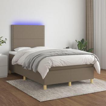 Cama de muelles con colchón y LED Tortorora 120x200cm Tela, Cama box spring con colchón y led tela gris taupe 120x200 cm Vidaxl Gris Topo