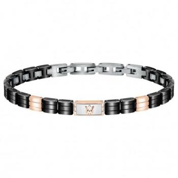 Pulsera Maserati para Hombre, Colección JEWELS, Acero Inoxidable, PVD Oro Rosa, Cerámica - JM221ATZ05